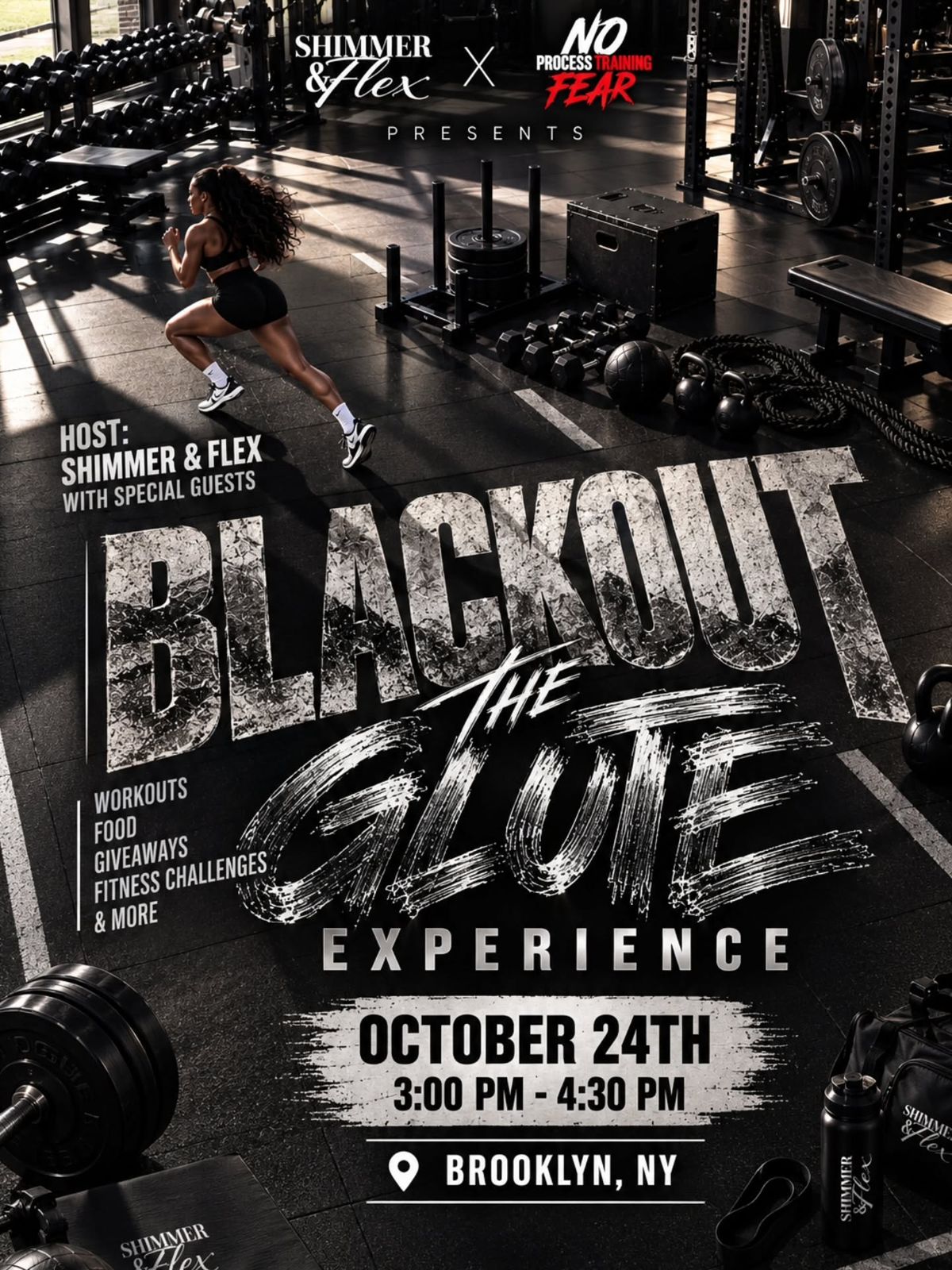 Blackout the Glute Experience flyer, October 24th, 3:00 to 4:30 PM, Brooklyn